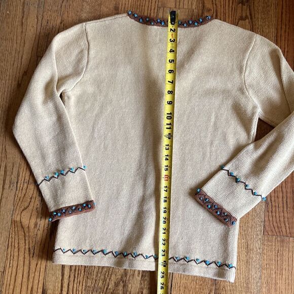 Storybook Knits Button Down Southwestern Embellished Sweater Size Small - Picture 13 of 16